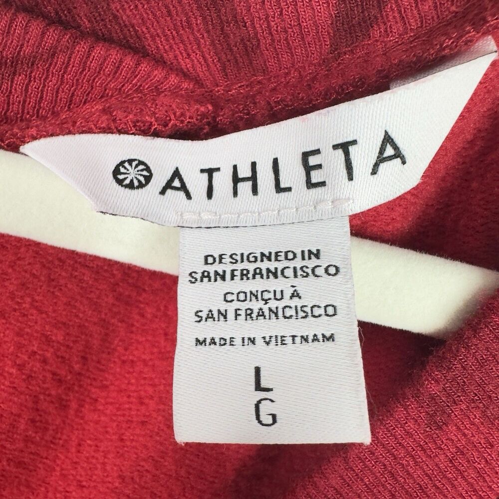 Athleta Womens Coaster Luxe Sweatshirt Large Red Paisley Pullover Athleisure Top - Picture 7 of 16